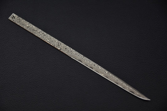 Couteau japonais à papier en acier SG2 damassé Anmon, lame fine et longue.

