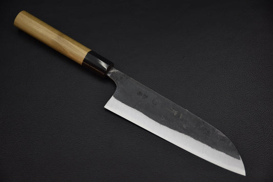 Santoku couteau japonais 165 mm Aogami #1, vue complète sur fond clair