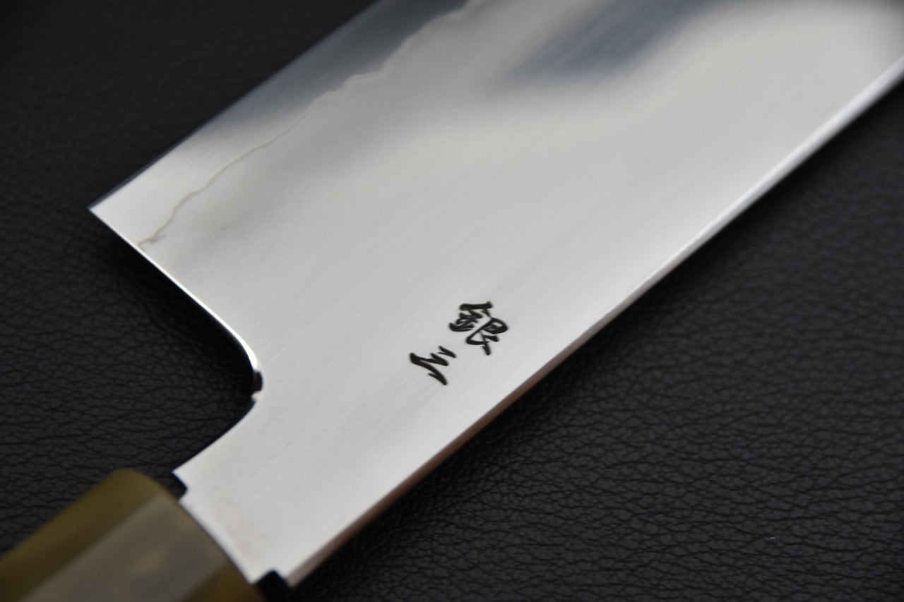 Tetsujin nakiri Ginsan — vue du dos de lame, profil rectangulaire
