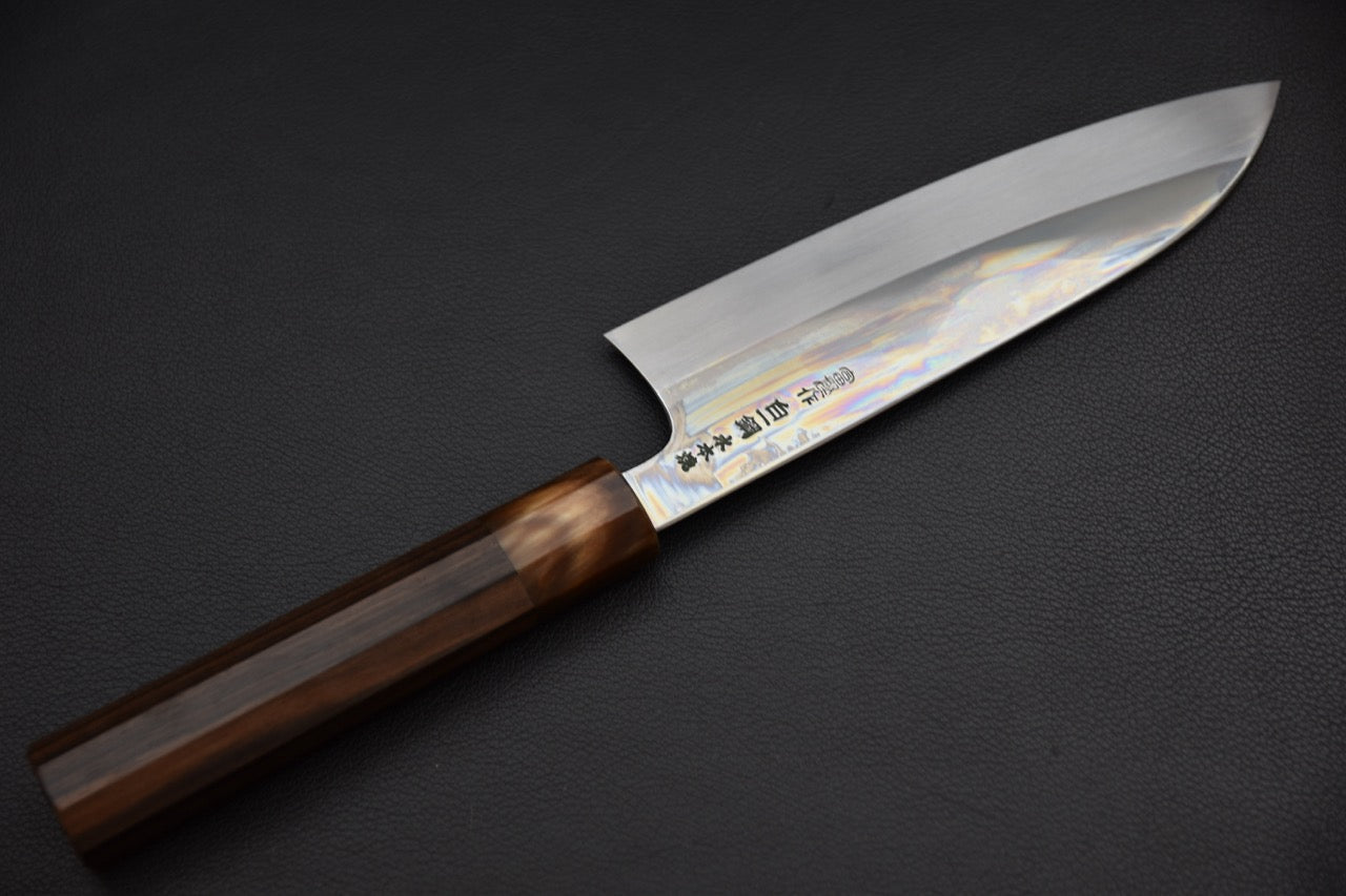 Hitohira Togashi santoku — détail de la finition de lame