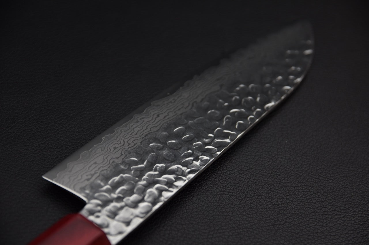 Hitohira T10 santoku — vue du manche, couteau japonais