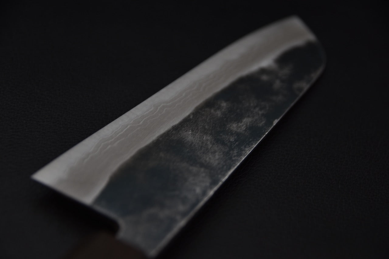 Hitohira Echizen NB Shirogami #2 Kurouchi Damascus Santoku 170mm Walnut