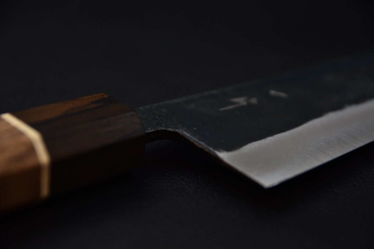 Hitohira Echizen NB Shirogami #2 Kurouchi Damascus Santoku 170mm Walnut