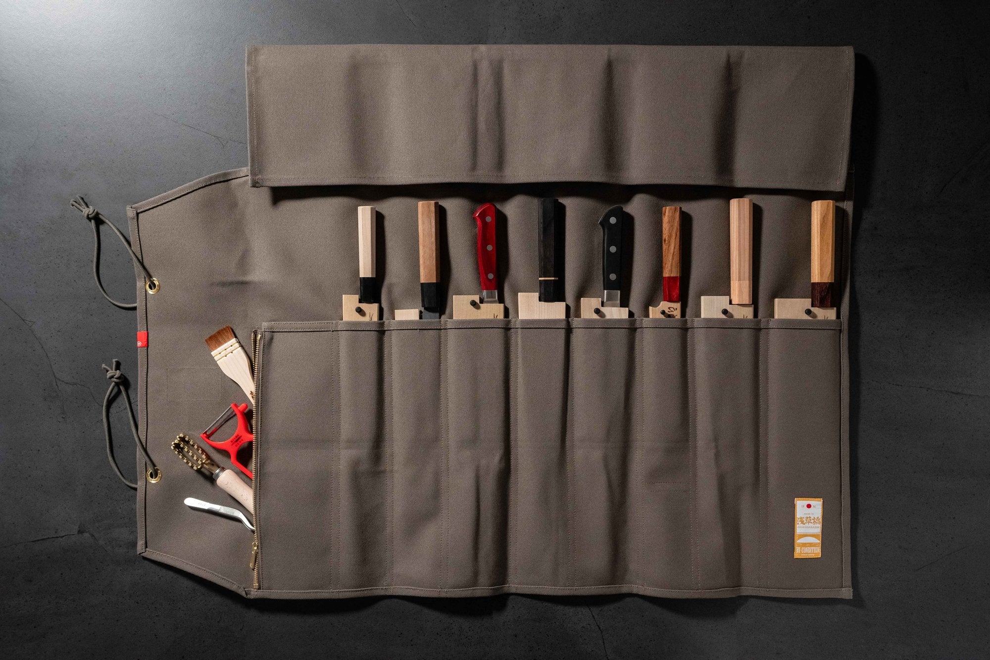 HI-CONDITION Hanpu Rouleau 9 Pochettes Gris Foncé