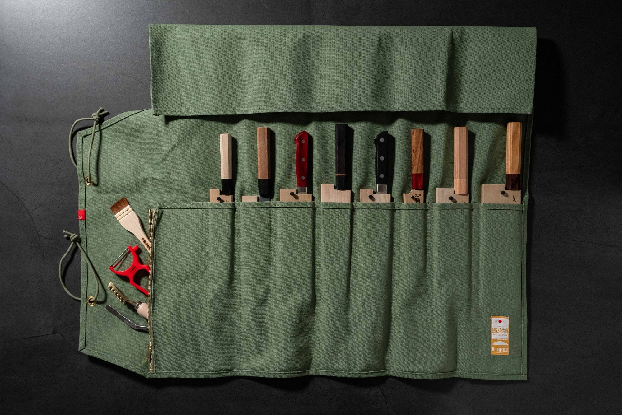 HI-CONDITION Hanpu Rouleau 9 Pochettes Vert Poudré