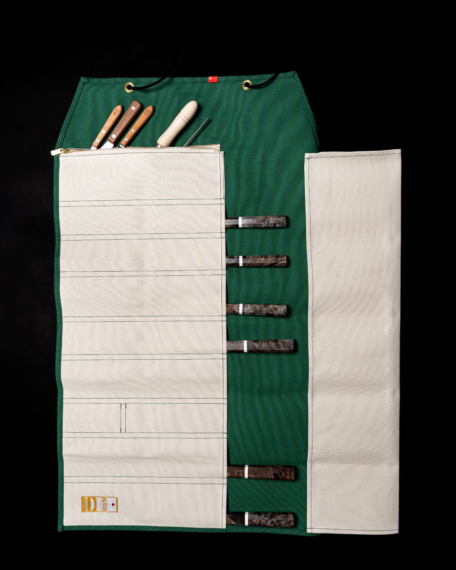 HI-CONDITION Hanpu Knife Roll 9 Pockets Green Stay Sharp