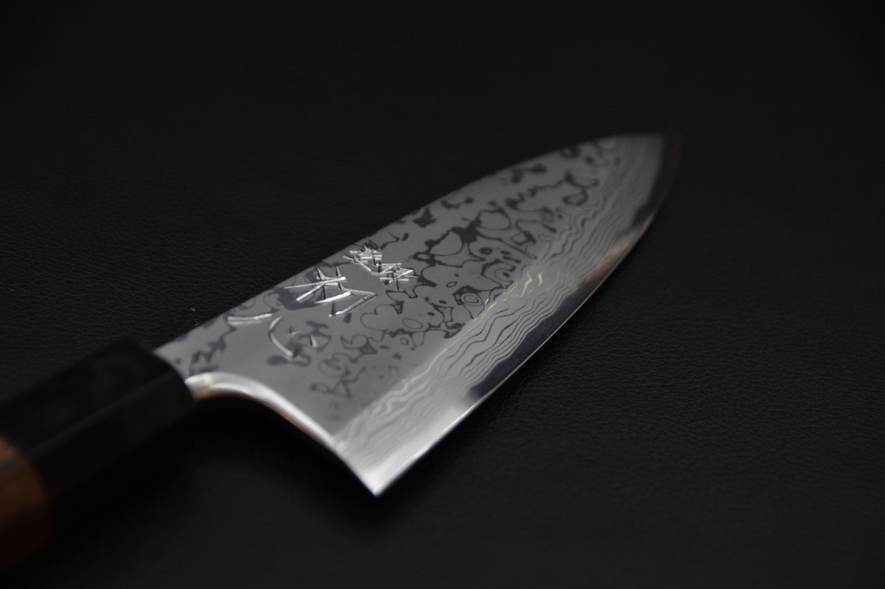Hatsukokoro Aogami #2 Damascus Deba 150mm Tagayasan