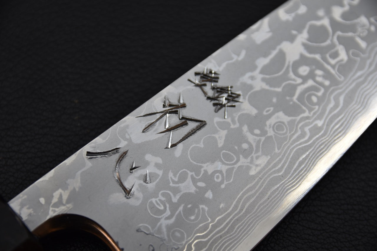 Hatsukokoro Aogami #2 Damascus Deba 150mm Tagayasan