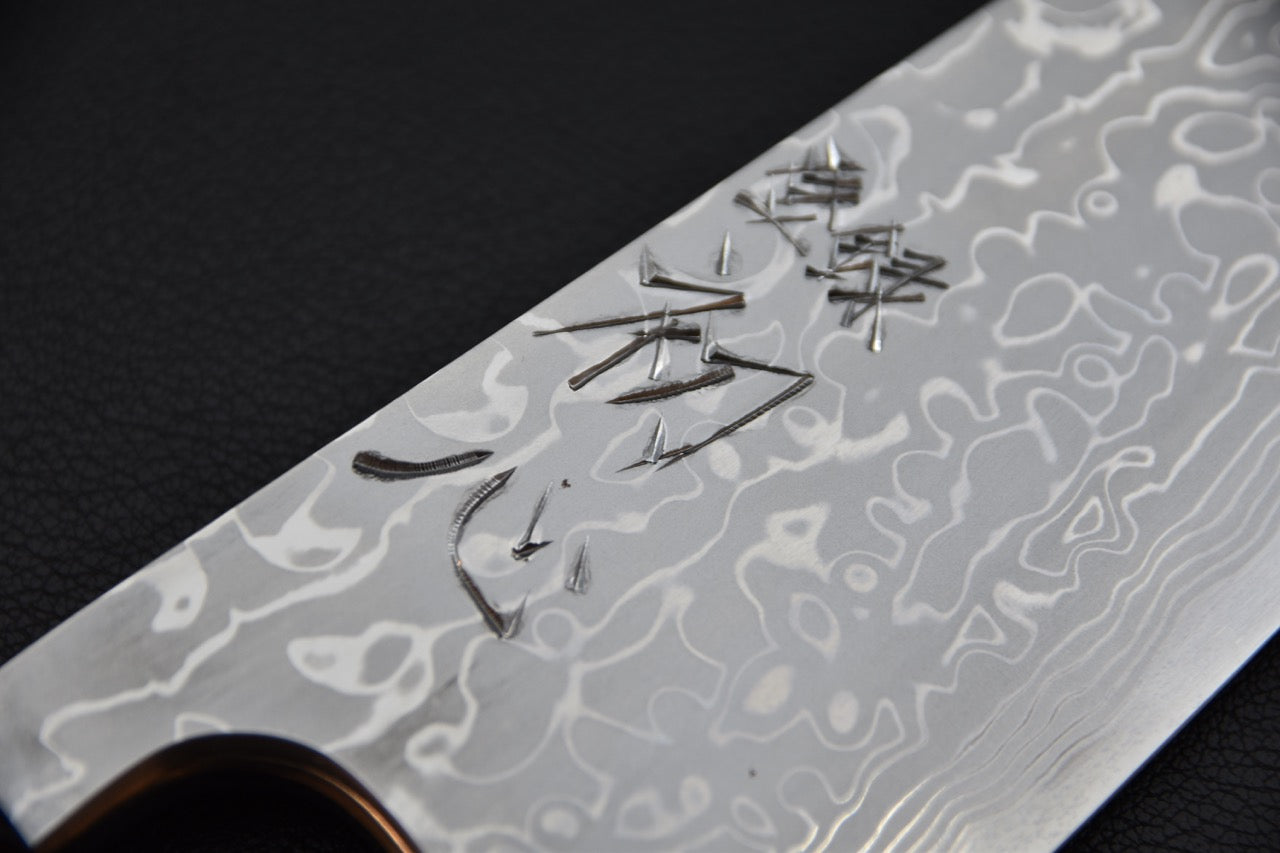 Hatsukokoro Aogami #2 Damascus Deba 195mm Tagayasan
