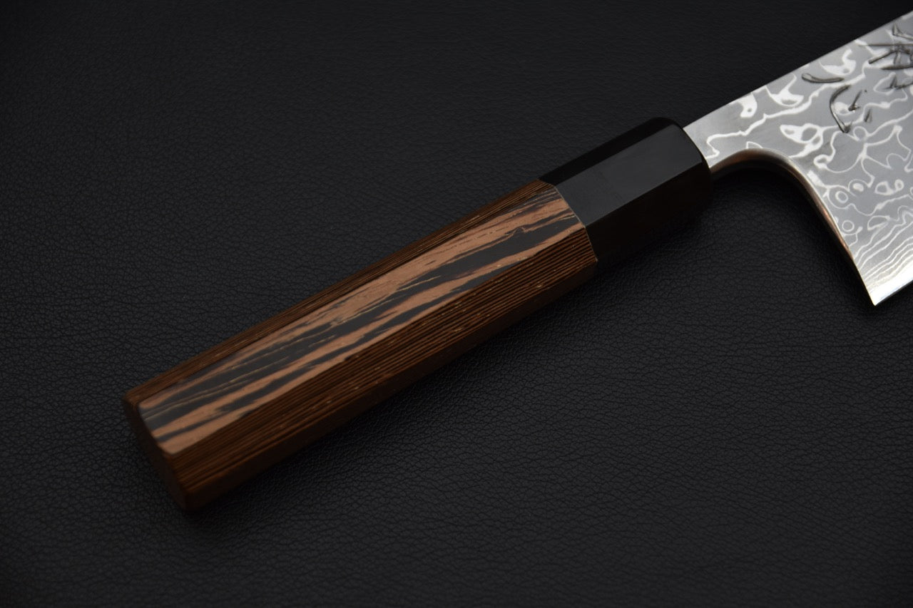 Hatsukokoro Aogami #2 Damascus Deba 195mm Tagayasan