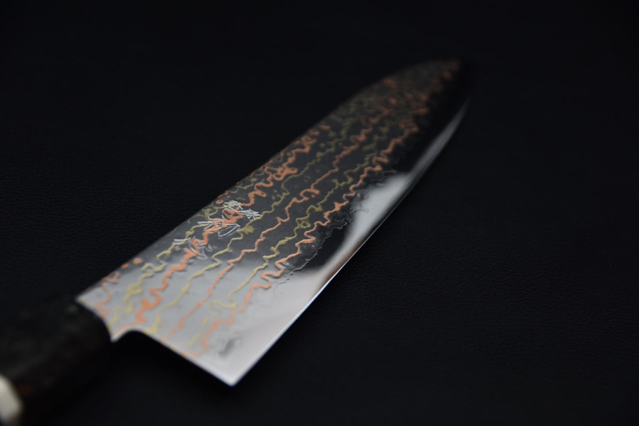 Hatsukokoro Hayabusa Aogami #2 Rainbow Damascus Gyuto 210mm Birch Wood 