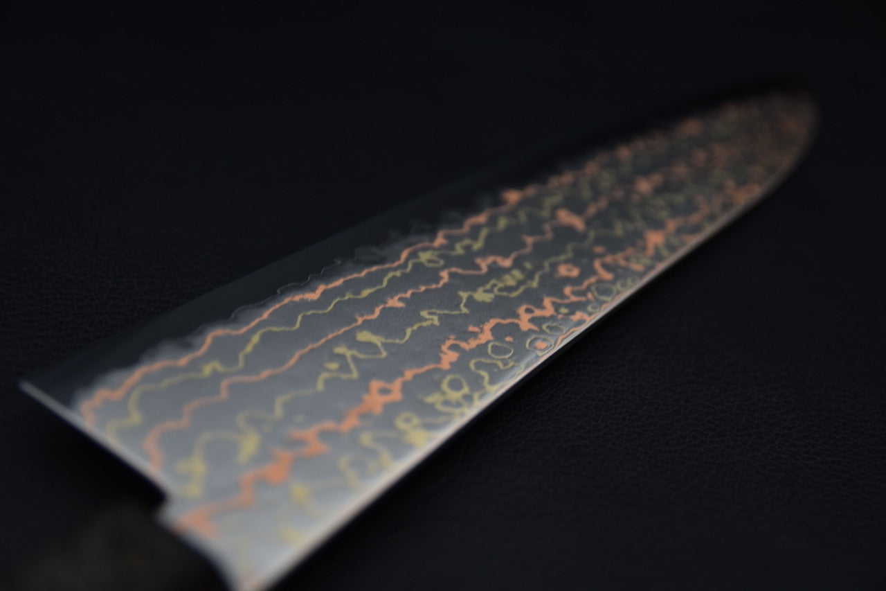 Hatsukokoro Hayabusa Aogami #2 Rainbow Damascus Gyuto 210mm Birch Wood 