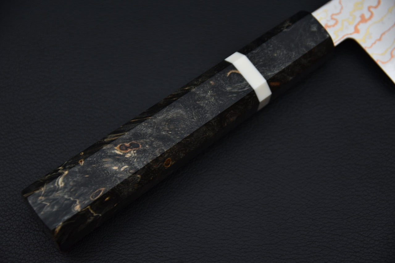 Hatsukokoro Hayabusa Aogami #2 Rainbow Damascus Gyuto 210mm Birch Wood 