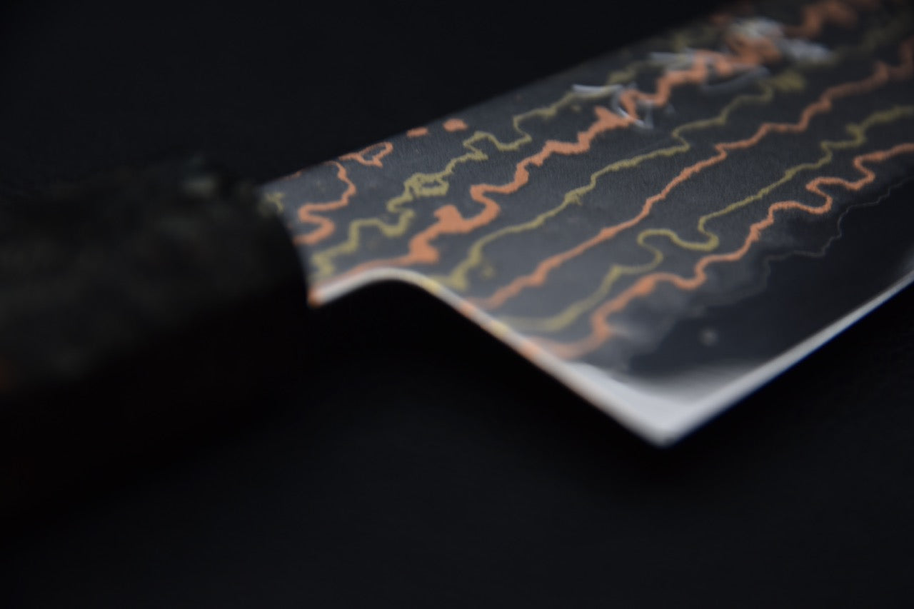 Hatsukokoro Hayabusa Aogami #2 Rainbow Damascus Gyuto 210mm Birch Wood 