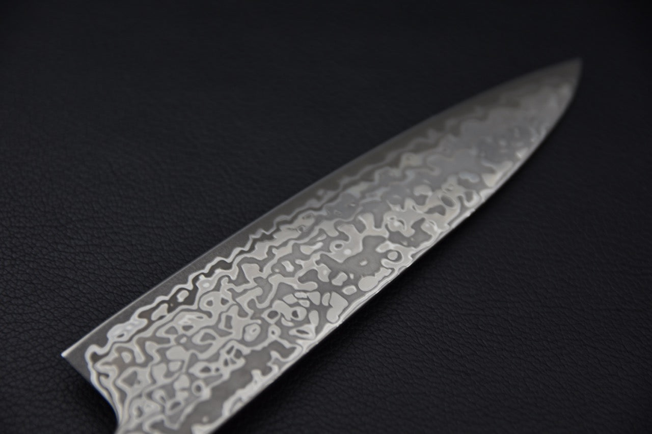 couteau japonais manche bois d’olivier octogonal vue recadrée