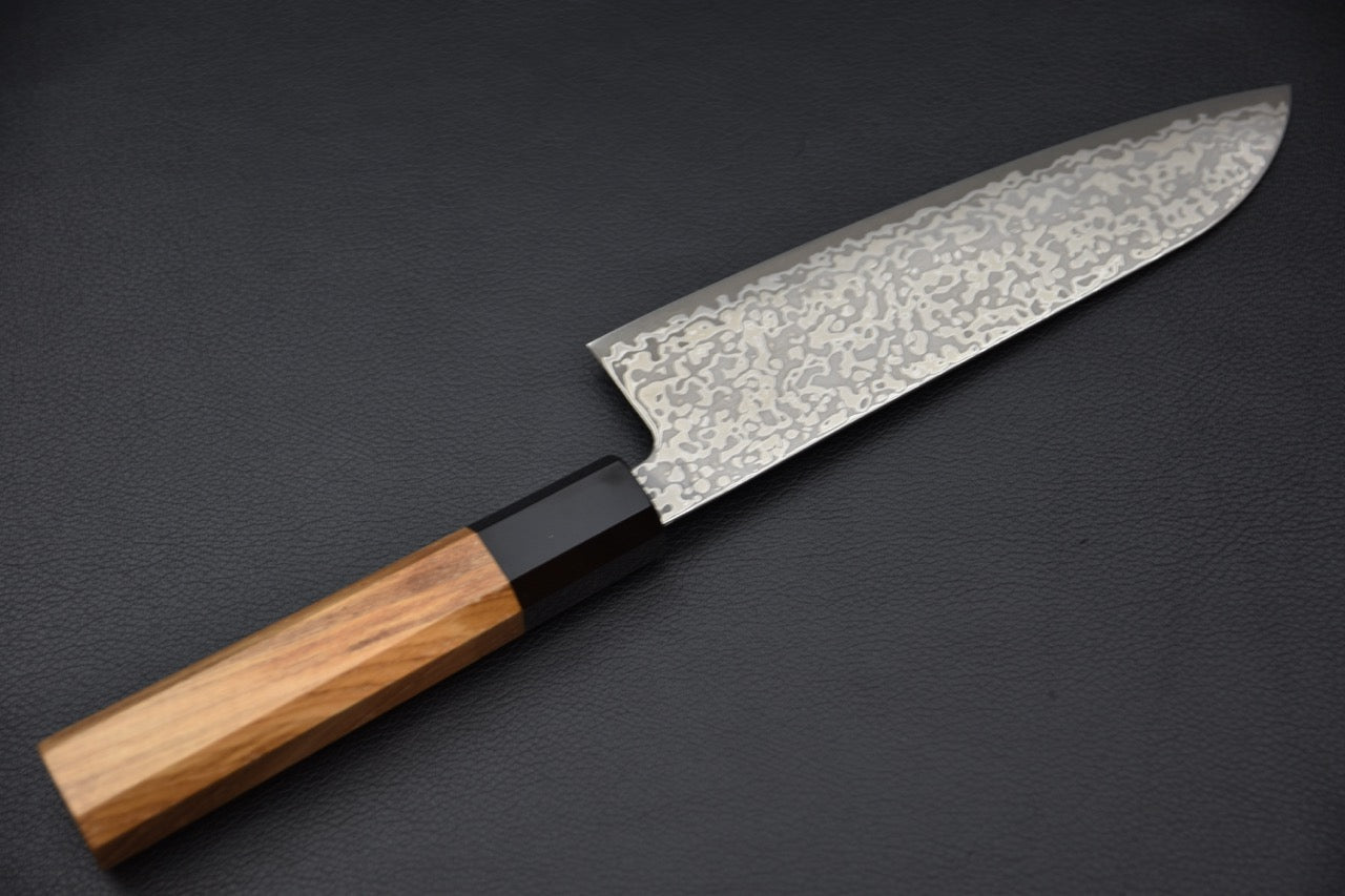 Hatsukokoro Hikari SLD Damascus Kurozome Santoku Teck