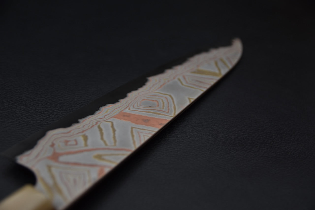 Hatsukokoro Irodori Aogami #2 Damascus Kurozome Gyuto 240 Ebony