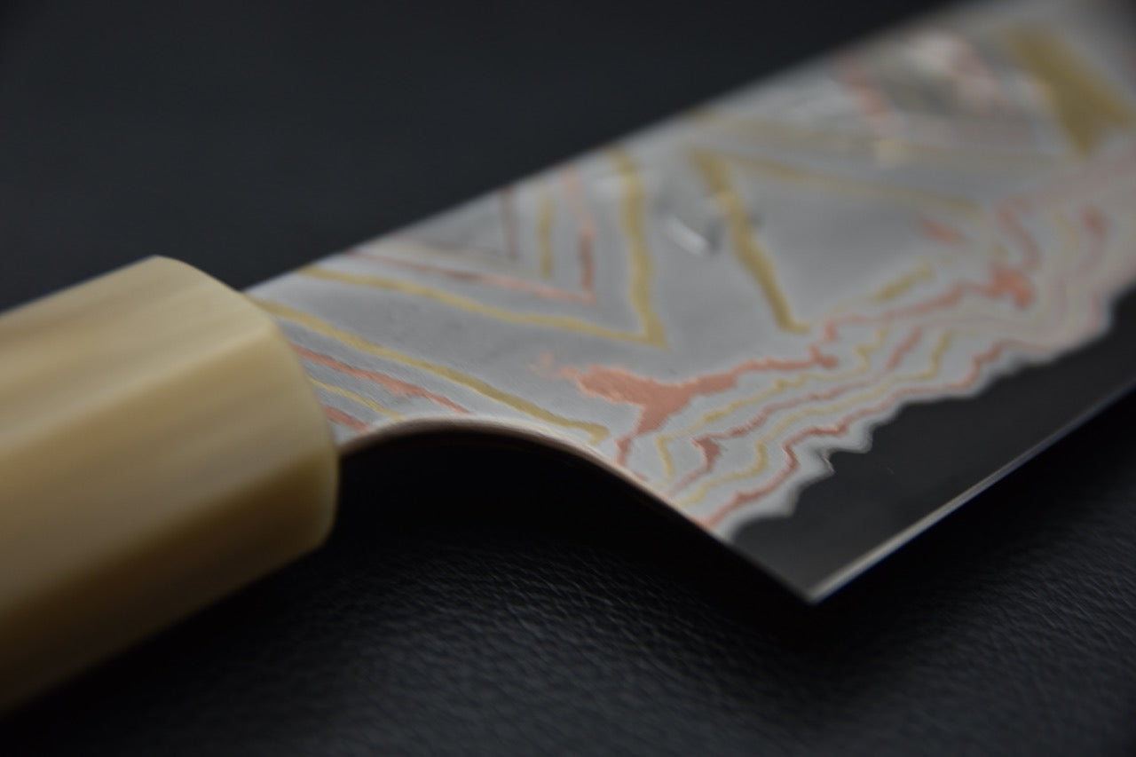 Hatsukokoro Irodori Aogami #2 Damascus Kurozome Gyuto 240 Ebony