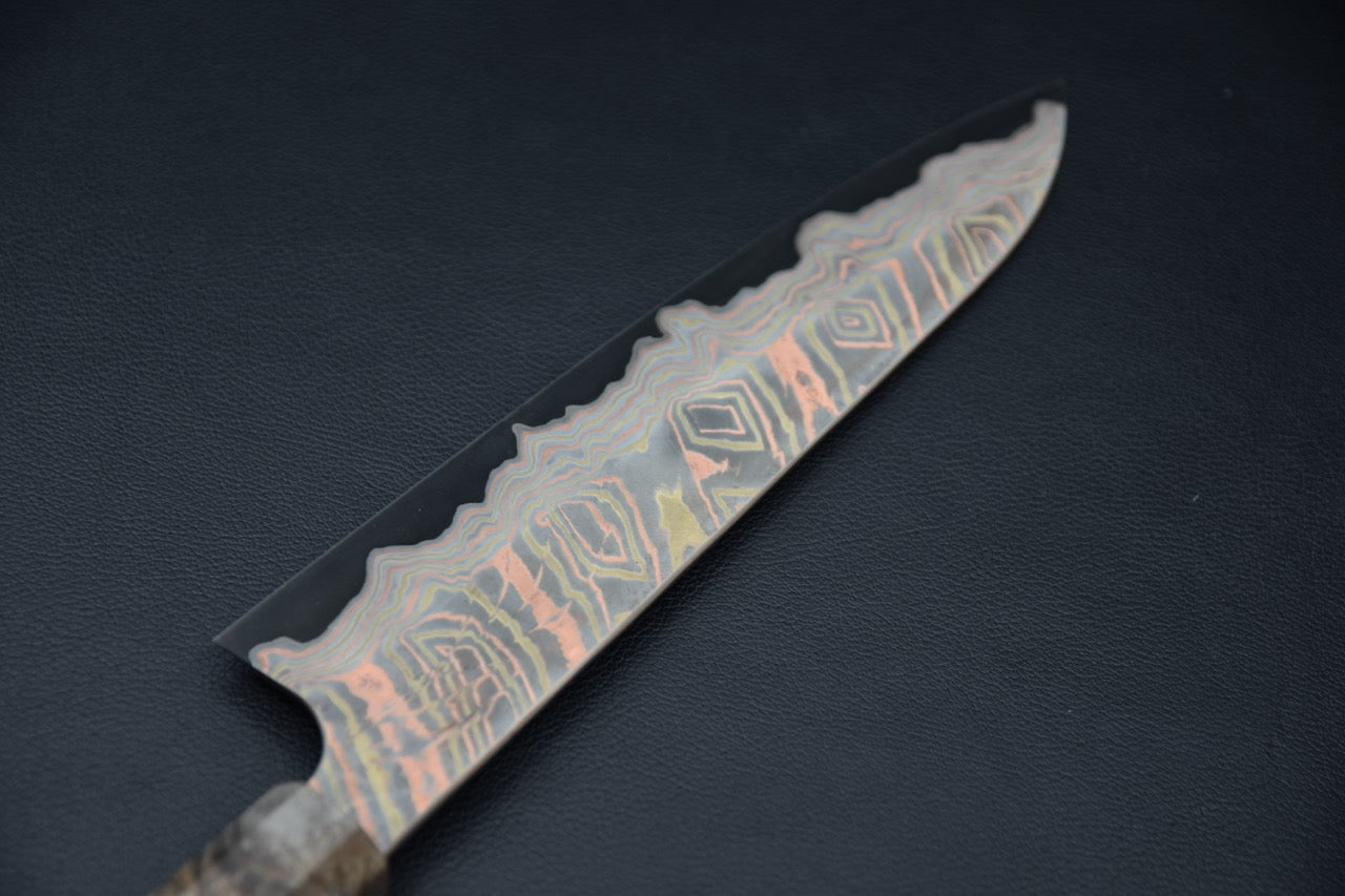 Hatsukokoro Irodori Aogami #2 Rainbow Damascus Gyuto 240mm Bouleau