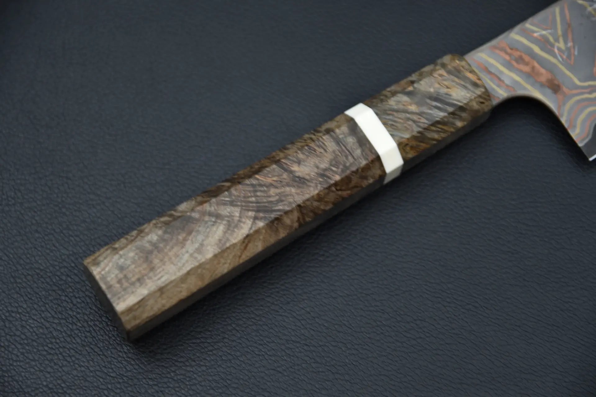 Hatsukokoro Irodori Aogami #2 Rainbow Damascus Bunka 180mm Bouleau