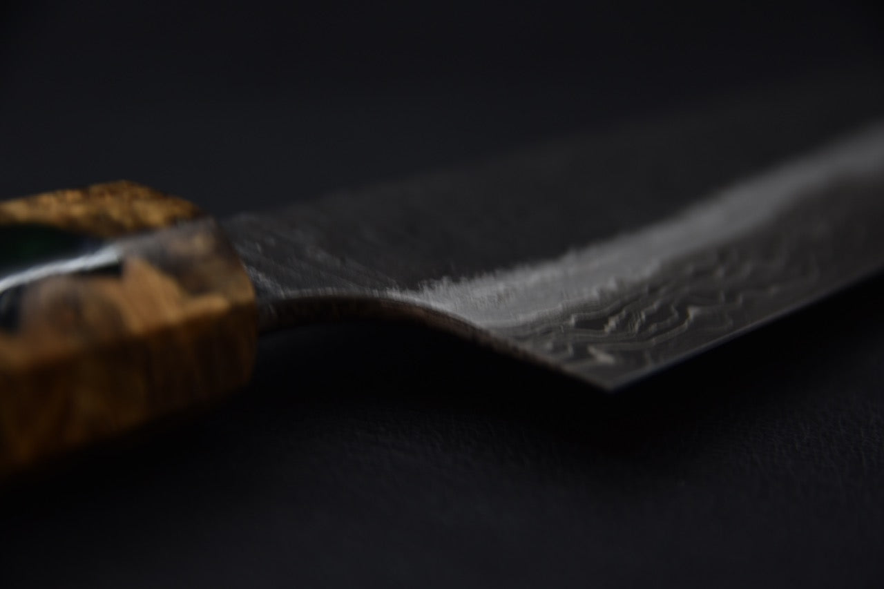 Hatsukokoro Itadaki Shirogami #2 & Aogami #2 Damascus Coreless Gyuto 240mm