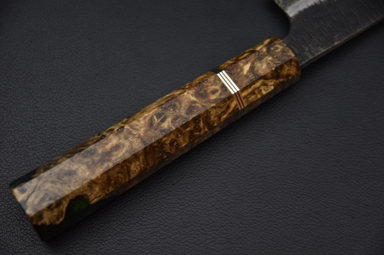 Hatsukokoro Itadaki Shirogami #2 & Aogami #2 Damascus Coreless Gyuto 240mm