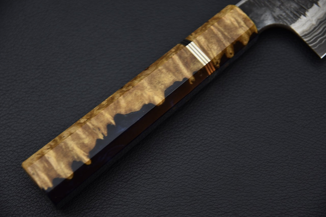 Hatsukokoro Itadaki Shirogami #2 & Aogami #2 Damascus Coreless Gyuto Kiritsuke 210mm