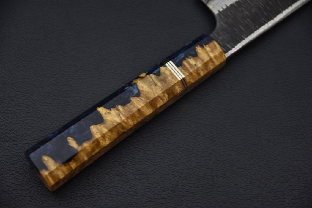 Hatsukokoro Itadaki Shirogami #2 & Aogami #2 Damascus Coreless Gyuto Kiritsuke 210mm