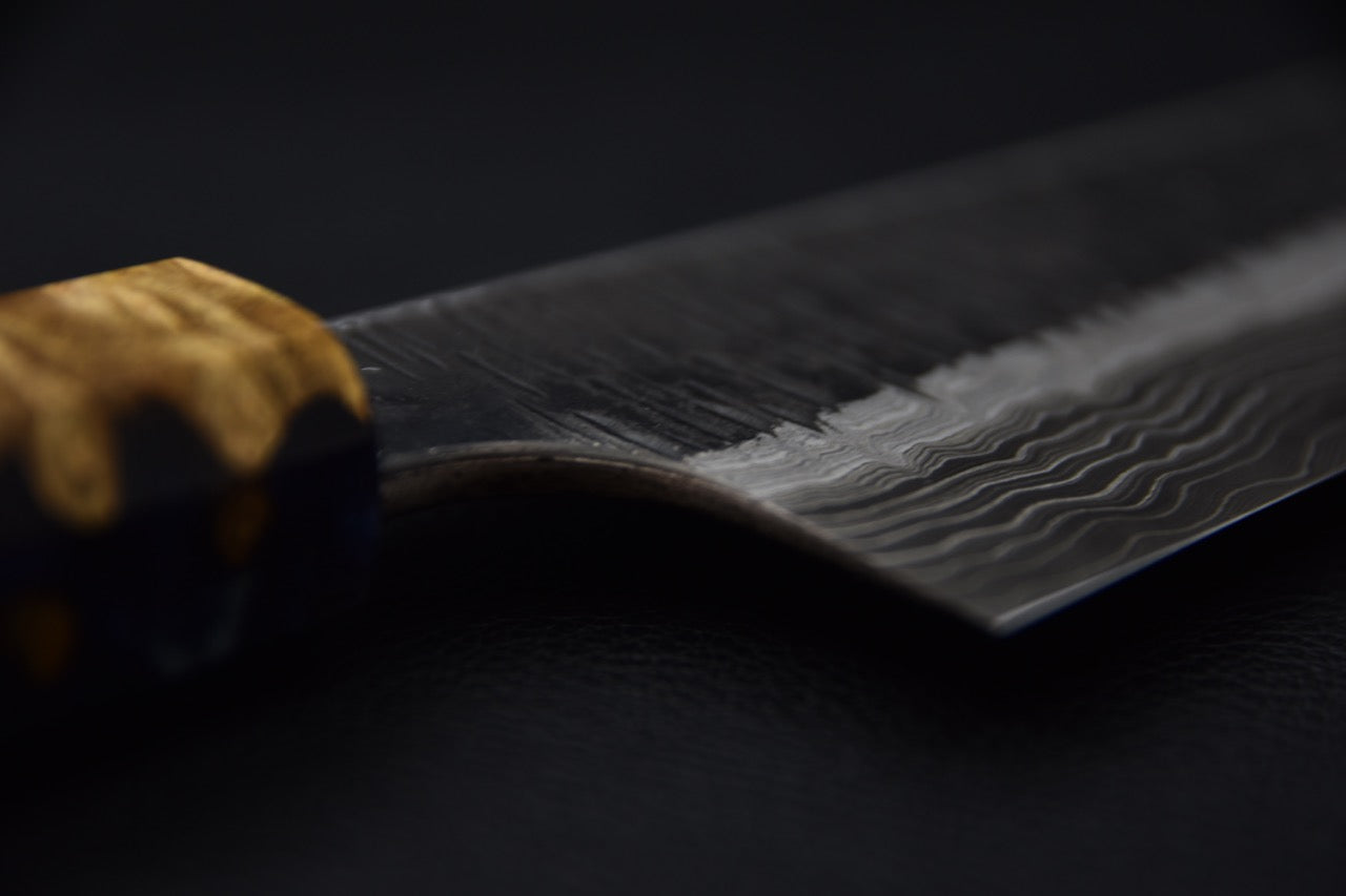 Hatsukokoro Itadaki Shirogami #2 & Aogami #2 Damascus Coreless Gyuto Kiritsuke 210mm