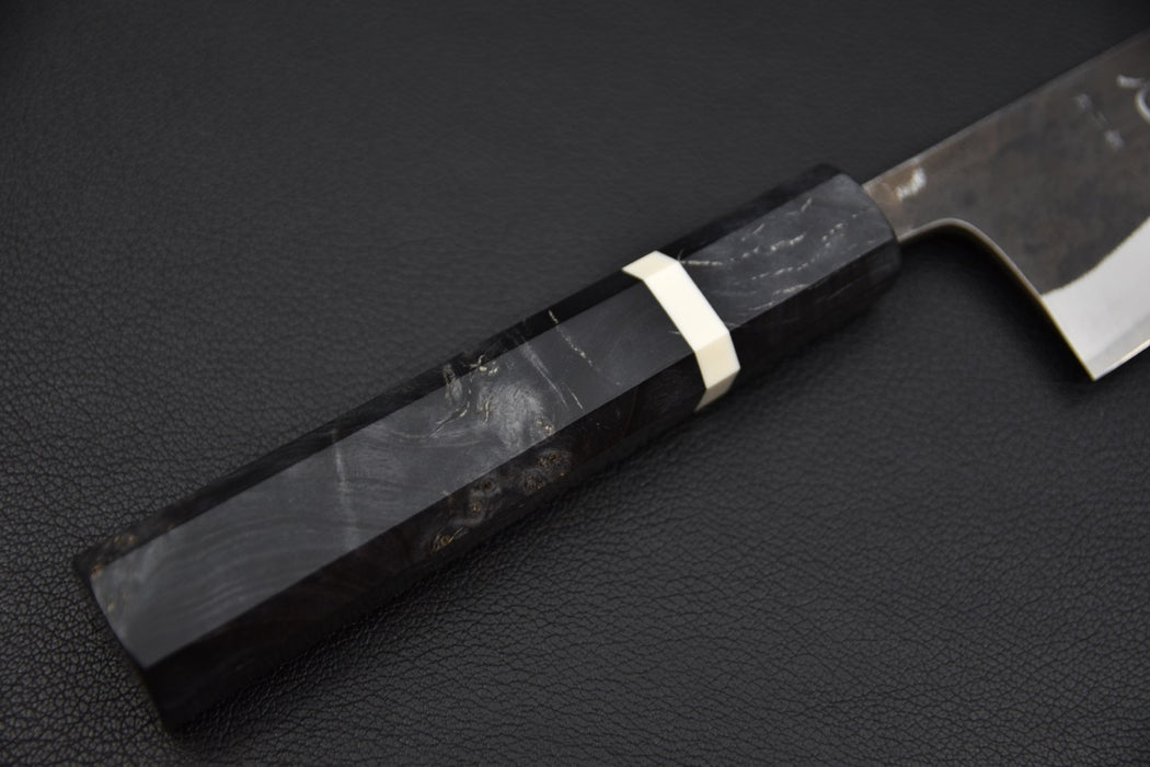 Hatsukokoro Kurokaze Shirogami #2 Kurouchi Gyuto 180mm Stabilized Birch Wood