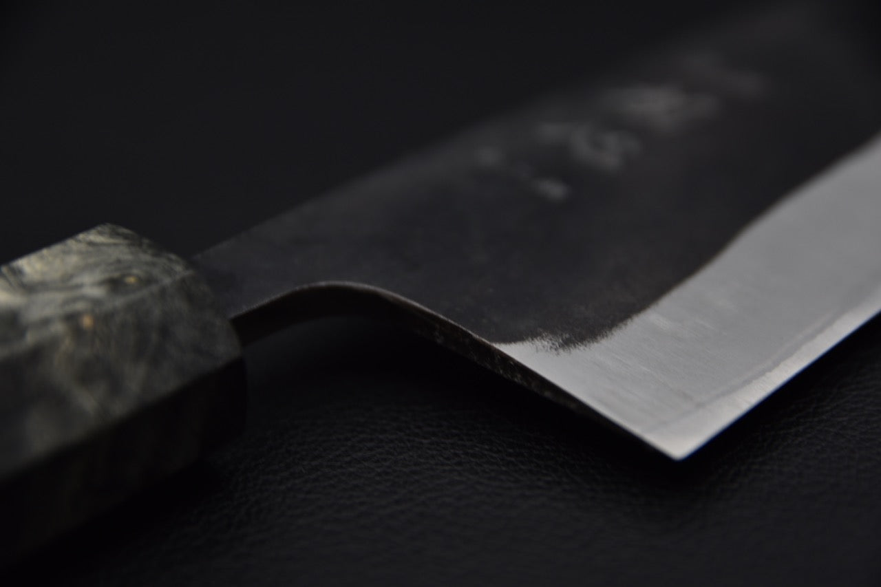 Hatsukokoro Kurokaze Shirogami #2 Kurouchi Gyuto 210mm Bois de Bouleau Stabilisé