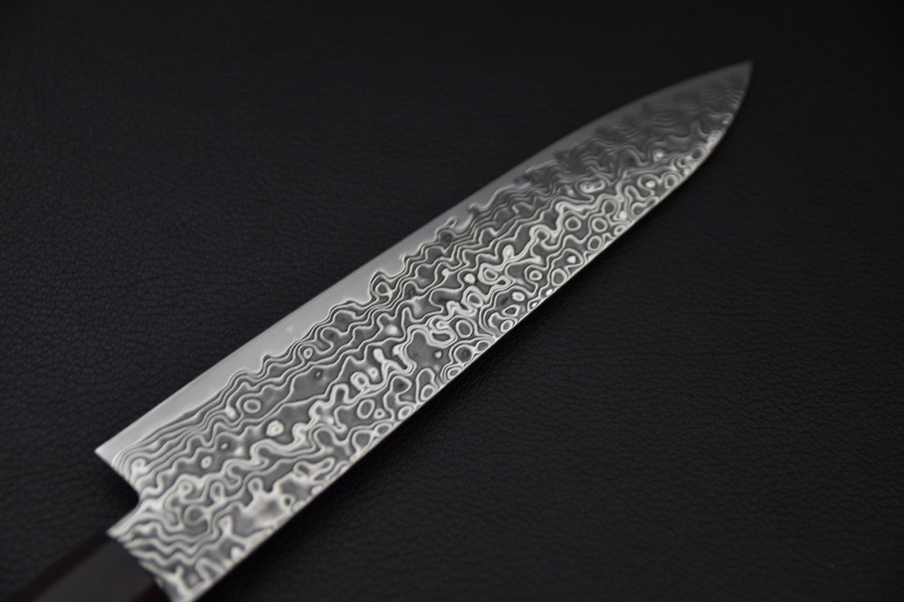 Manche octogonal en ébène foncé – couteau japonais petty 150mm SG2