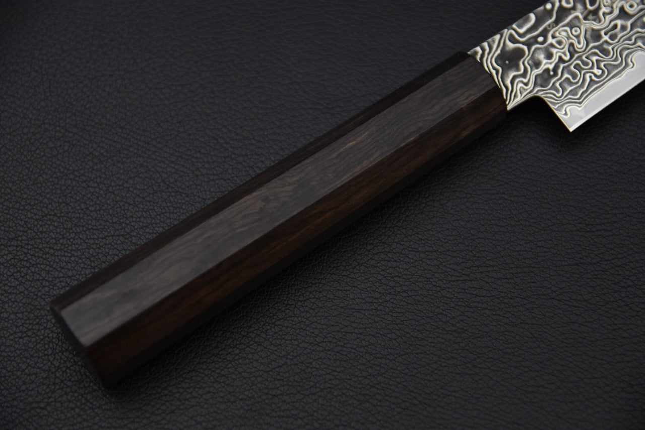 Hatsukokoro Ryuhyo SG2 Kurozome Damascus Petty 150mm Ébène