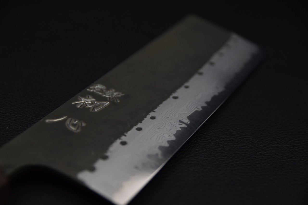 Hatsukokoro Shinkiro Aogami Super Damascus Kurouchi Nakiri Ebony