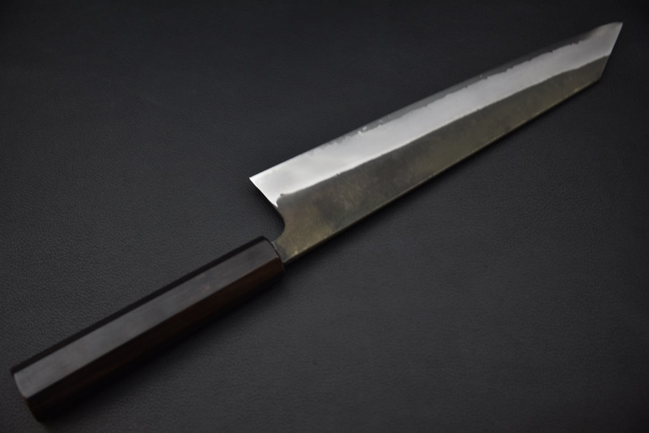Hatsukokoro Shinkiro Aogami Super Gyuto Kiritsuke Damascus Kurouchi 240mm Ébène