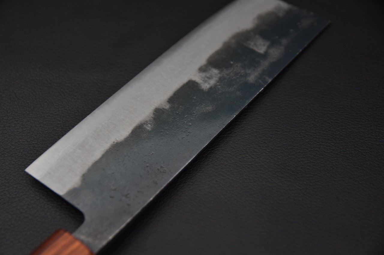 Hitohira Echizen NB Shirogami #2 Kurouchi Damascus Nakiri 165mm Walnut