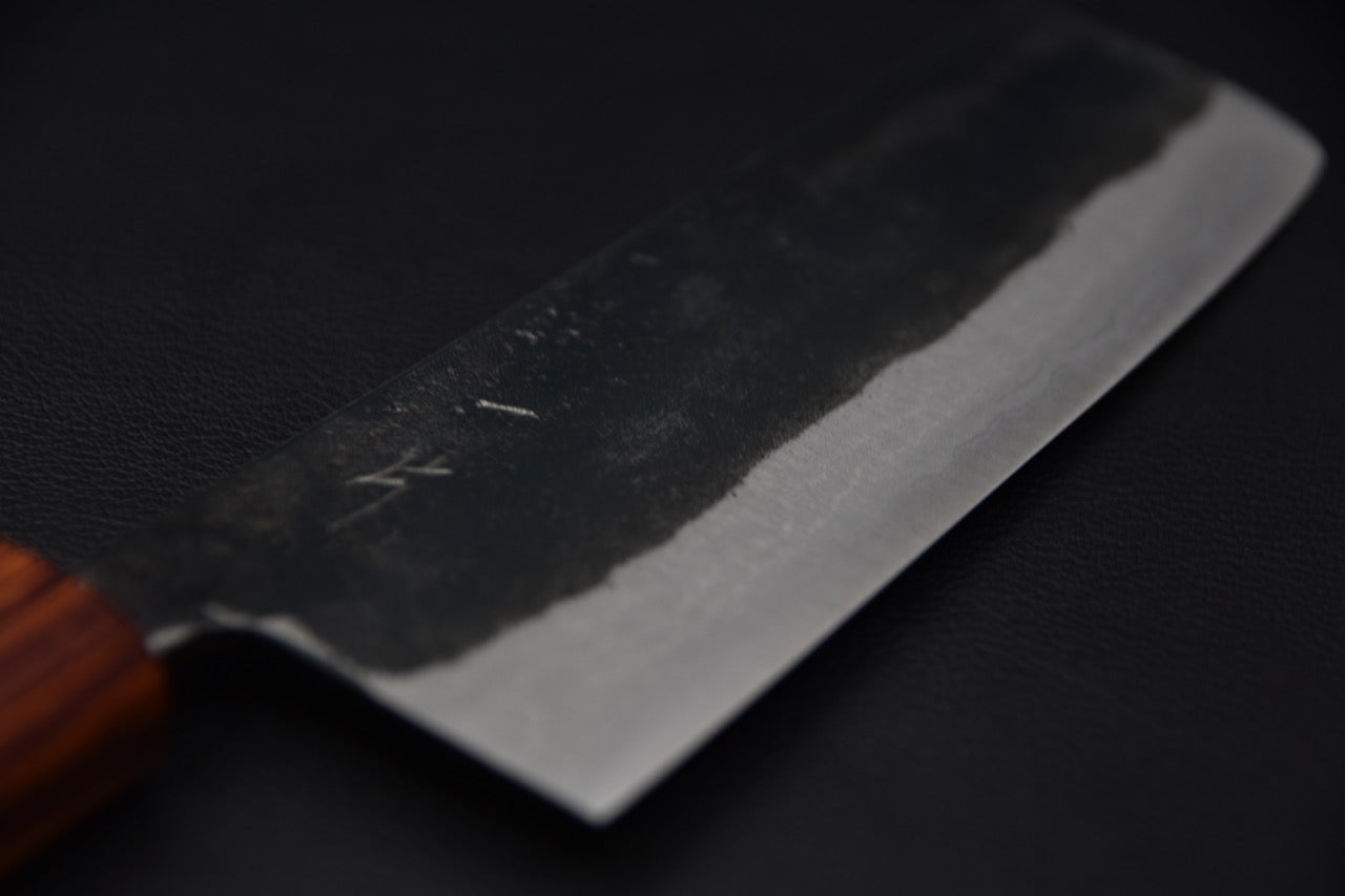 Hitohira Echizen NB Shirogami #2 Kurouchi Damascus Nakiri 165mm Walnut