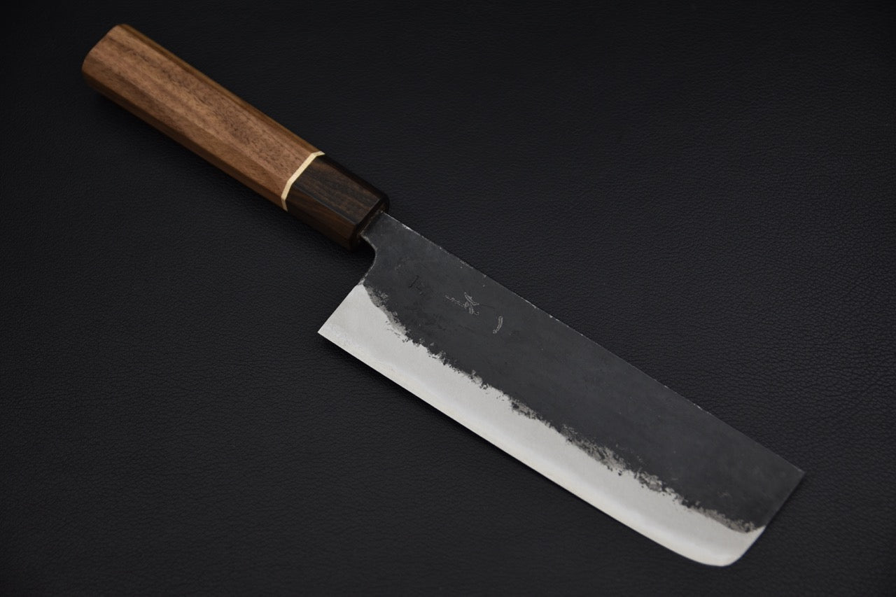 Hitohira Aogami #1 Kurouchi Nakiri 165mm Noyer
