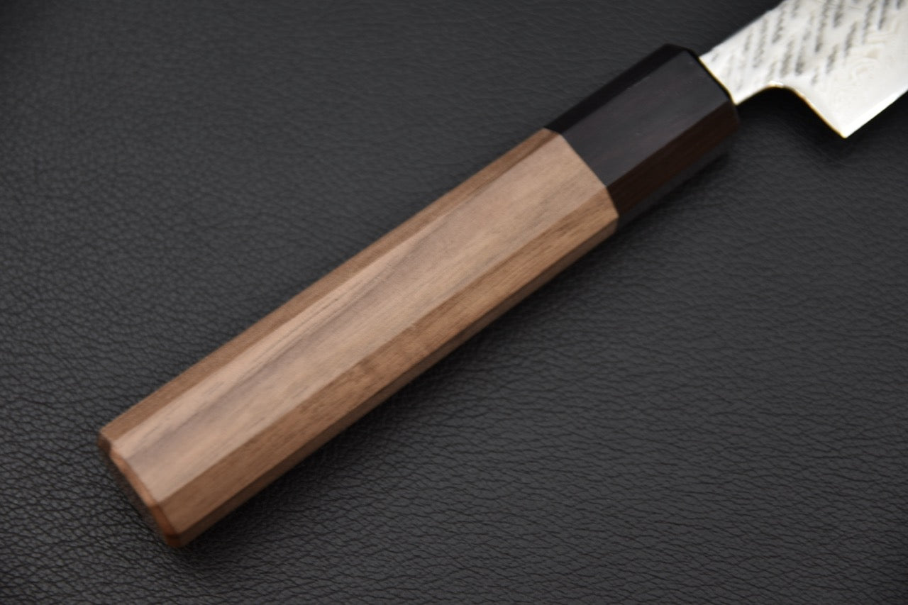 Manche en noyer octogonal du couteau japonais petty Hitohira Futana