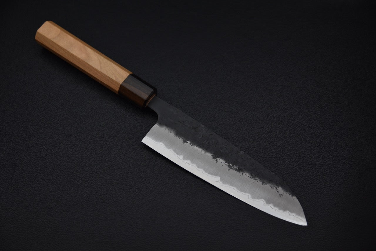 Hitohira Futana SB Kuro Nashiji Santoku 170mm Cerisier