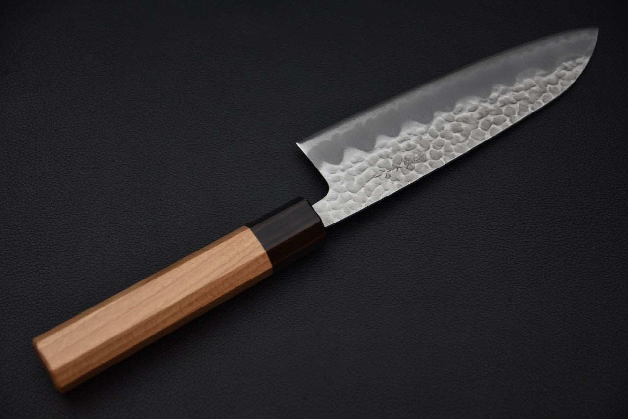 Hitohira Futana SB Migaki Tsuchime Santoku 170mm Cherry