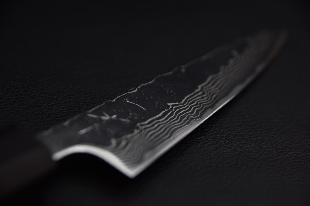 Hitohira Futana SUS440 Damascus Petty 135mm Noyer