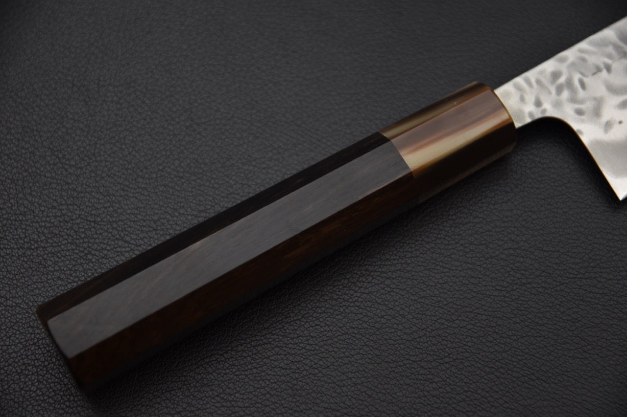 Manche octogonal en ébène avec virole en corne brune