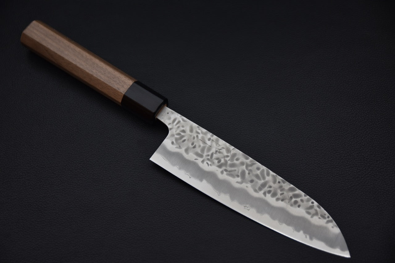 Hitohira Futana Shirogami #1 Tsuchime Santoku 170mm Noyer