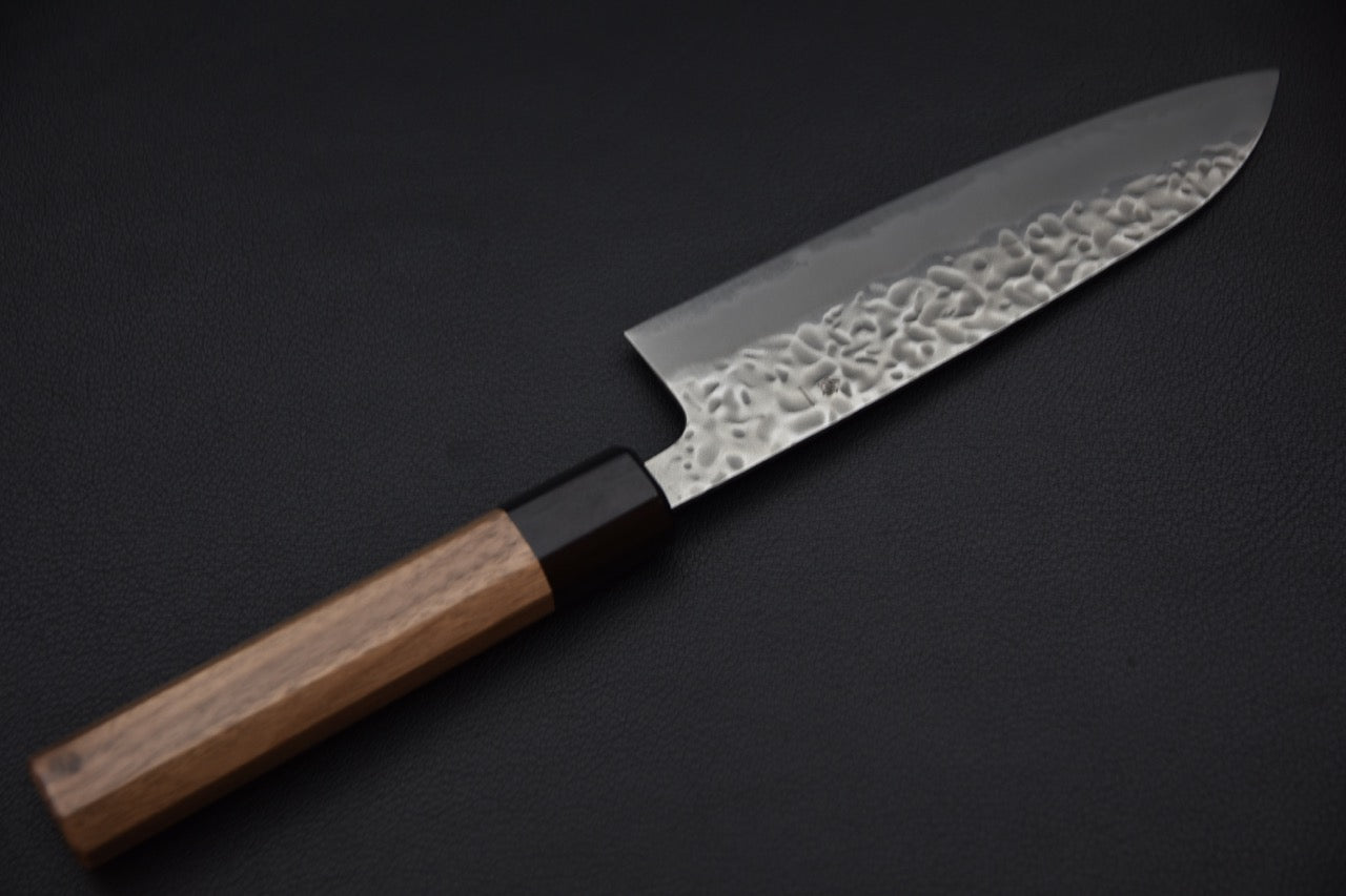 Hitohira Futana Shirogami #1 Tsuchime Santoku 170mm Noyer