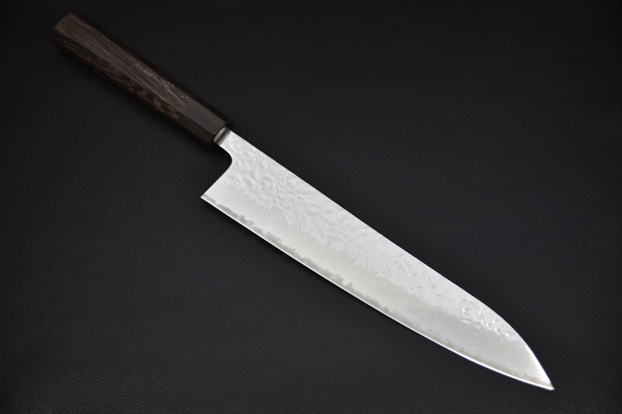 Hitohira Futana Stainless Poli Tsuchime Damascus Gyuto 240mm Tagayasan