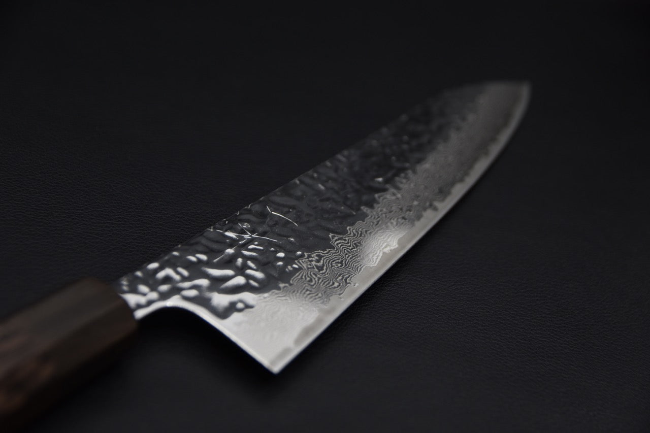 Hitohira Futana Stainless Poli Tsuchime Damascus Gyuto 240mm Tagayasan