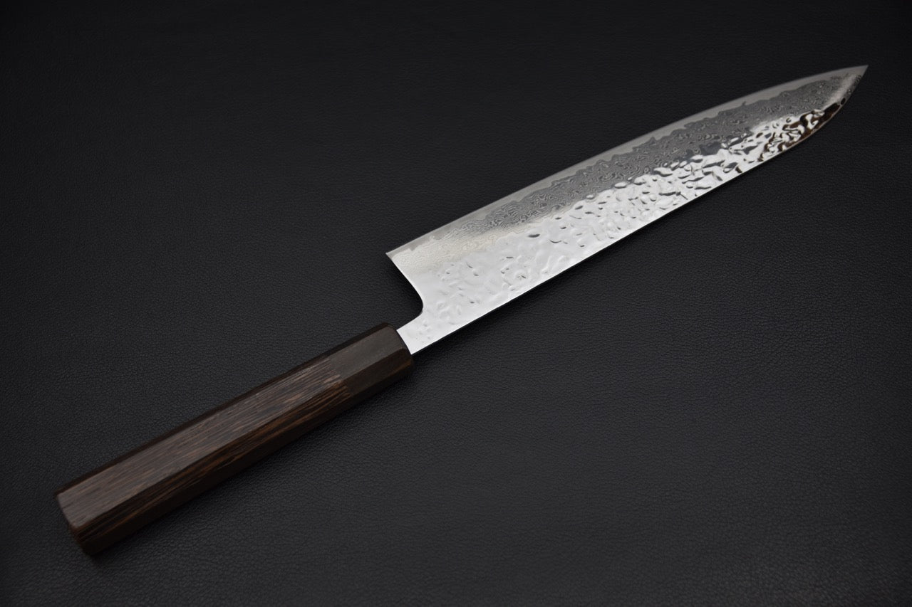 Hitohira Futana Stainless Poli Tsuchime Damascus Gyuto 240mm Tagayasan