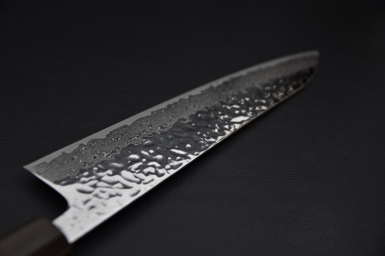 Hitohira Futana Stainless Poli Tsuchime Damascus Gyuto 240mm Tagayasan
