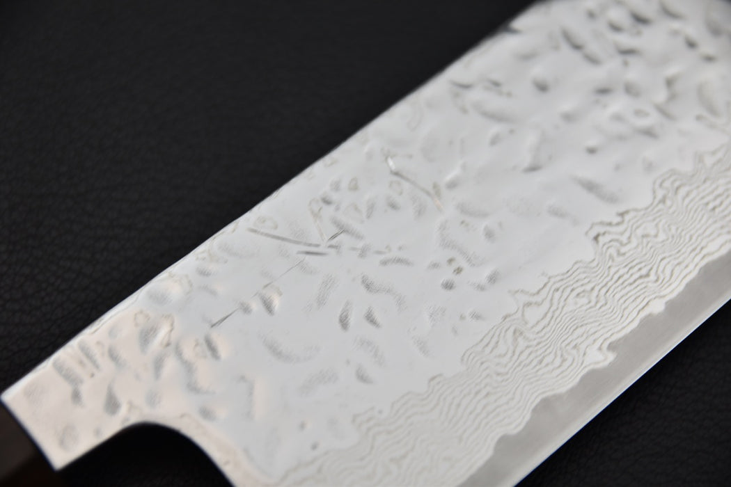 Hitohira Futana Stainless Poli Tsuchime Damascus Nakiri Tagayasan